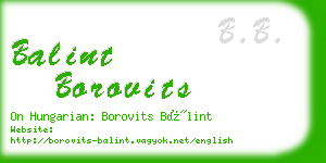 balint borovits business card